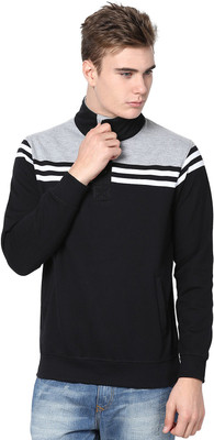 Mudo Full Sleeve Striped Men's Sweatshirt, Gray