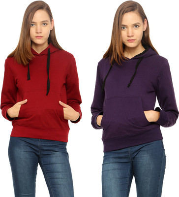 

Vvoguish Full Sleeve Solid Women's Sweatshirt, Maroon navy