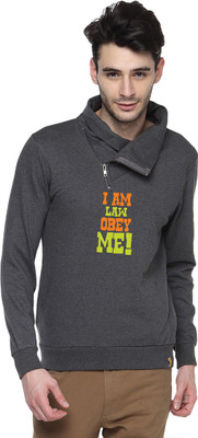 Campus Sutra Full Sleeve Printed Men Sweatshirt, Charcoal