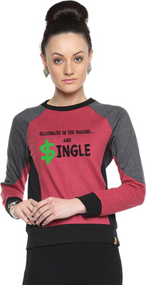

Campus Sutra Full Sleeve Printed Women Sweatshirt, Maroon