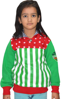 

Shaun Full Sleeve Striped Baby Girls Sweatshirt, Green