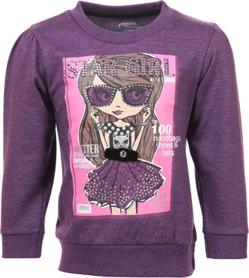 

Pepito Full Sleeve Embellished Girls Sweatshirt, Purple