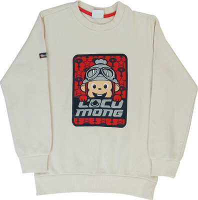

Indirang Full Sleeve Printed Boys Sweatshirt, White