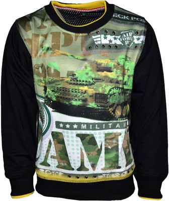 

Vinenzia Full Sleeve Printed Boys Sweatshirt, Black