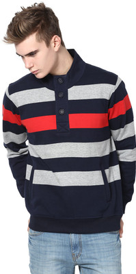 

Mudo Full Sleeve Striped Men's Sweatshirt, Dark blue