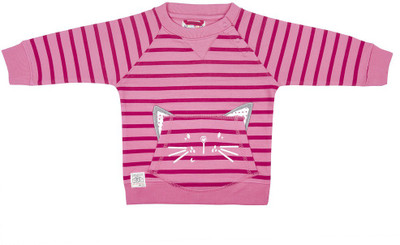 

Wow Mom Full Sleeve Striped Girls Sweatshirt, Pink