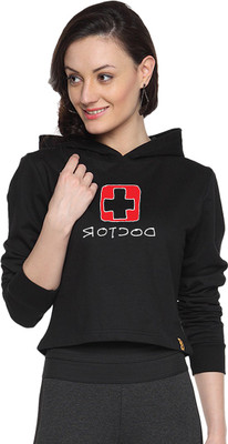 

Campus Sutra Full Sleeve Printed Women Sweatshirt, Black