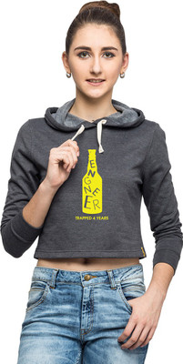 

Campus Sutra Full Sleeve Printed Women Sweatshirt, Charcoal