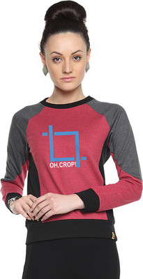 

Campus Sutra Full Sleeve Printed Women Sweatshirt, Maroon