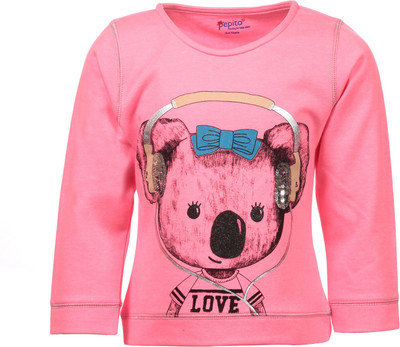 

Pepito Full Sleeve Printed Girls Sweatshirt, Pink