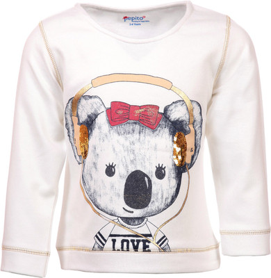

Pepito Full Sleeve Printed Girls Sweatshirt, White