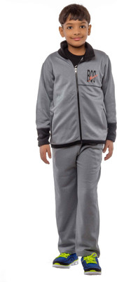 

Bobjunior Solid Boys Track Suit, Grey with black thread