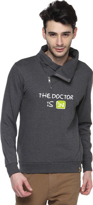 

Campus Sutra Full Sleeve Printed Men Sweatshirt, Charcoal