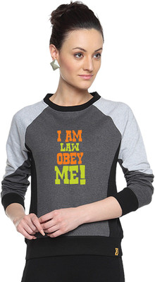 

Campus Sutra Full Sleeve Printed Women Sweatshirt, Charcoal