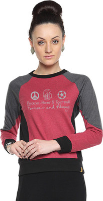 

Campus Sutra Full Sleeve Printed Women Sweatshirt, Maroon