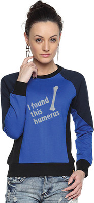 

Campus Sutra Full Sleeve Printed Women Sweatshirt, Royal blue