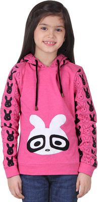Cherymoya Full Sleeve Self Design Girls Sweatshirt, Fuschia