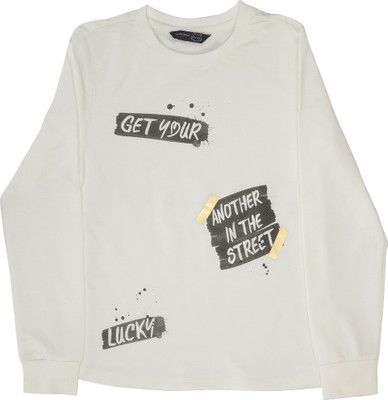 Indirang Full Sleeve Printed Girls Sweatshirt, White