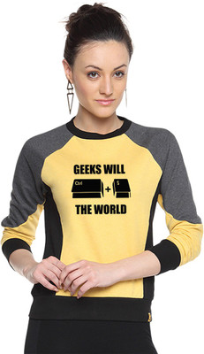 

Campus Sutra Full Sleeve Printed Women Sweatshirt, Yellow