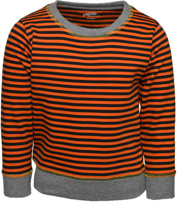 

Pepito Full Sleeve Striped Boys Sweatshirt, Orange