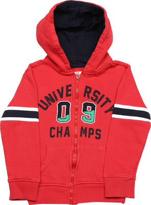 

Nauti Nati Full Sleeve Self Design Boys Sweatshirt, Red