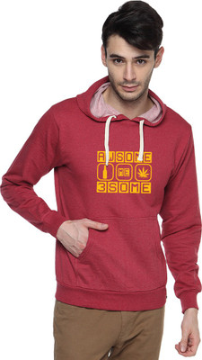 Campus Sutra Full Sleeve Printed Men Sweatshirt, Maroon