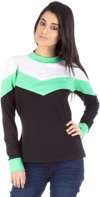 

Vea Kupia Full Sleeve Striped Women's Sweatshirt, Grey;green & black