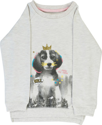 

Indirang Full Sleeve Printed Girls Sweatshirt, White