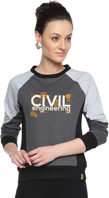 

Campus Sutra Full Sleeve Printed Women Sweatshirt, Charcoal