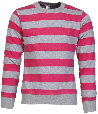 Gkidz Full Sleeve Striped Girls Sweatshirt, Grey