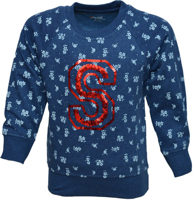 

Pepito Full Sleeve Printed Girls Sweatshirt, Navy milange