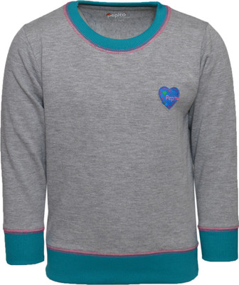 

Pepito Full Sleeve Solid Girls Sweatshirt, Grey