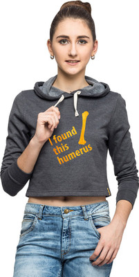 

Campus Sutra Full Sleeve Printed Women Sweatshirt, Charcoal