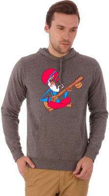 Campus Sutra Full Sleeve Printed Men Sweatshirt, Charcoal grey