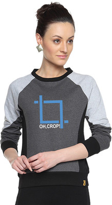 

Campus Sutra Full Sleeve Printed Women Sweatshirt, Charcoal