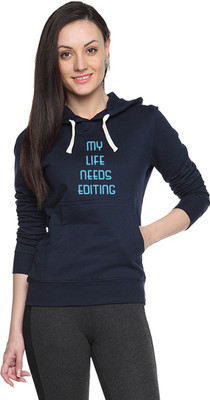 Campus Sutra Full Sleeve Printed Women Sweatshirt, Navy blue