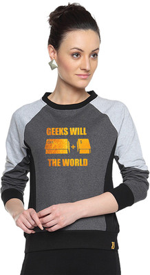 

Campus Sutra Full Sleeve Printed Women Sweatshirt, Charcoal