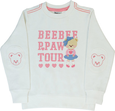 

Indirang Full Sleeve Printed Girls Sweatshirt, White