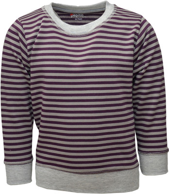 

Pepito Full Sleeve Striped Girls Sweatshirt, Grey