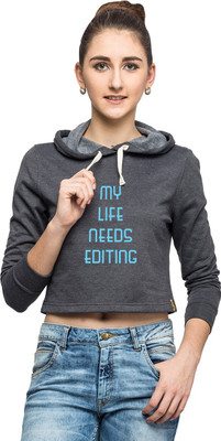 

Campus Sutra Full Sleeve Printed Women Sweatshirt, Charcoal