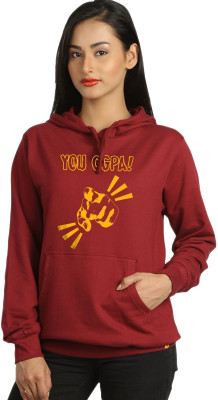Campus Sutra Full Sleeve Printed Women Sweatshirt, Maroon