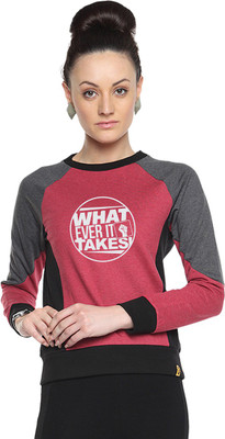 

Campus Sutra Full Sleeve Printed Women Sweatshirt, Maroon