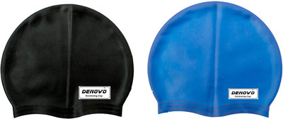 

DeNovo Imported (Set of 2) Swimming Cap(Multicolor, Pack of 2), Black;blue