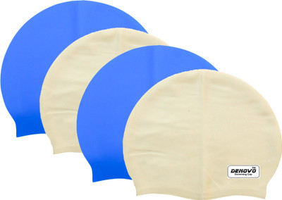 

DeNovo Imported Set of 4 Swimming Cap(Multicolor, Pack of 4), Blue;white