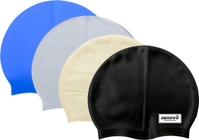 

DeNovo Imported Set of 4 Swimming Cap(Multicolor, Pack of 4), Black;blue;grey;white