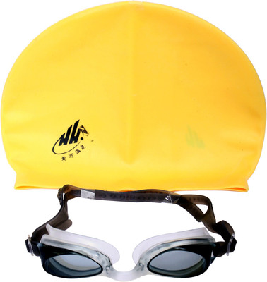 

Zasmina swimming cap& goggles Swimming Cap(Yellow, Pack of 2)