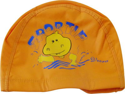 

Toygully PU Coated Swimming Cap / Nylon Swim Cap / Children Swimming Cap(Orange, Pack of 1)