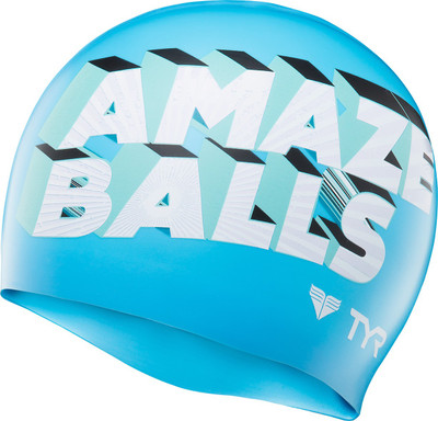 

TYR Amaze Balls Swimming Cap(Multicolor), Blue;white