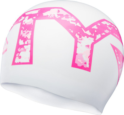 

TYR Pink Silicone Swimming Cap(Multicolor), Pink;white