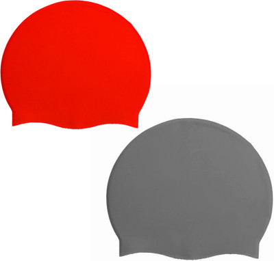 

TG TRGCAP02 Swimming Cap(Multicolor, Pack of 2), Grey;red